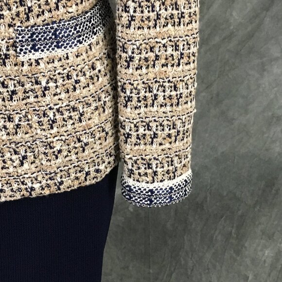 NWT NEW St John knit Fawn blue white beige multi jacket skirt suit size 8 10 - Picture 5 of 8
